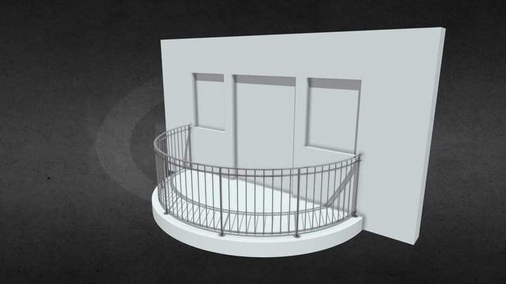 Íves rozsdamentes acél korlát 3D Model