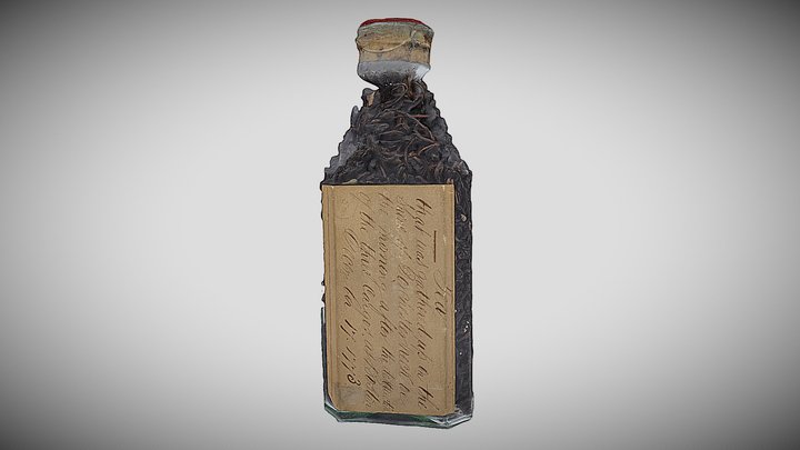 Boston Tea Party tea in a glass bottle 3D Model
