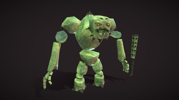 Jade Kintsugi Golem 3D Model