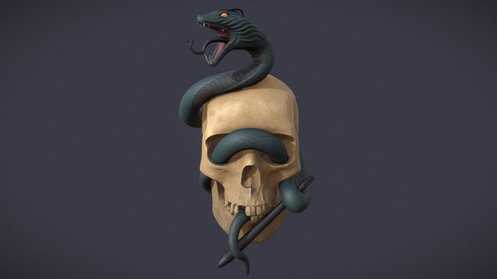 Skull & Snake 3D Model