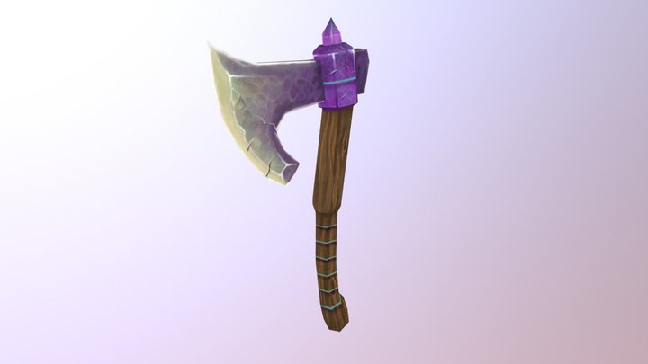 Handpainted Fantasy Axe 3D Model