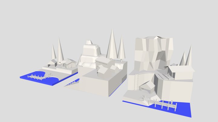 By The Ocean - Diorama and House Blockout 3D Model