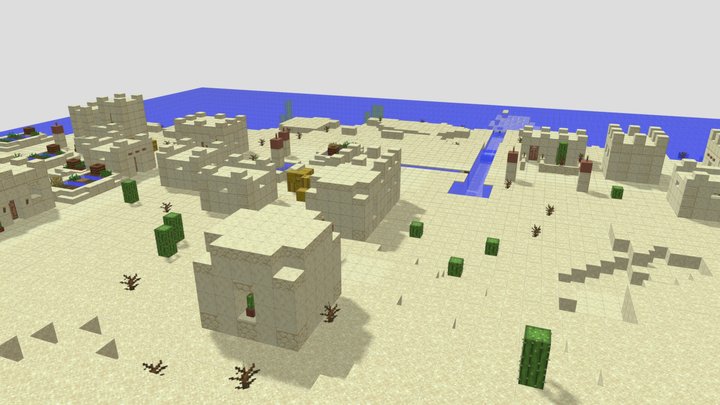 Minecraft 3D Map Desert Village (obj + texture) 3D Model
