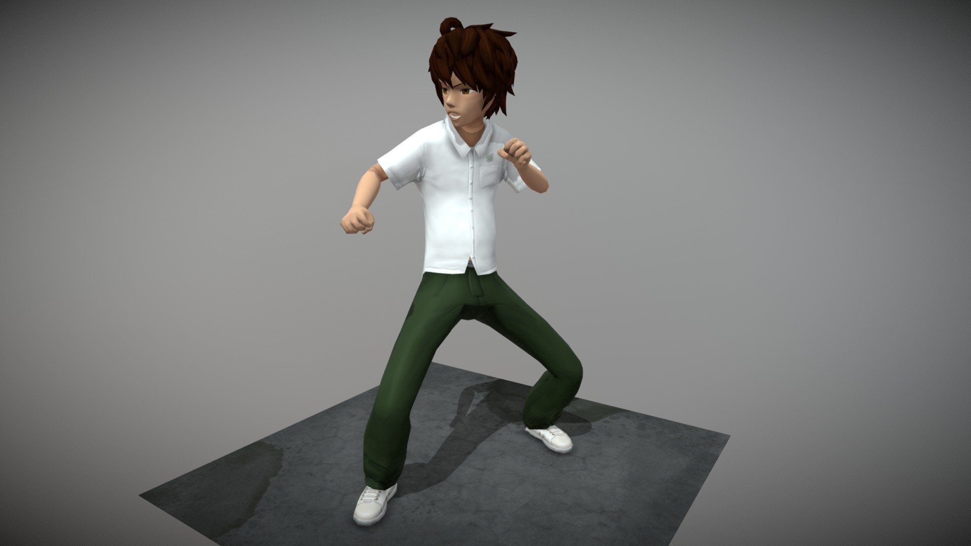Anime Boy (Fighting Pose) - 3D model by amiruler (@amiruler) [d605231