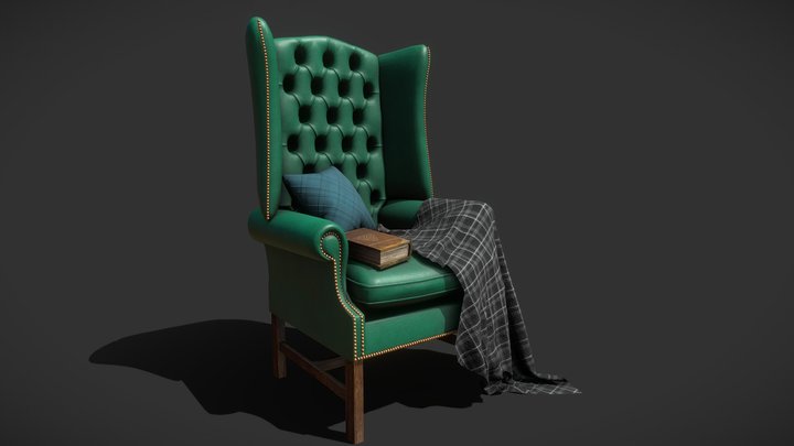 Vintage Wingback Armchair 3D Model