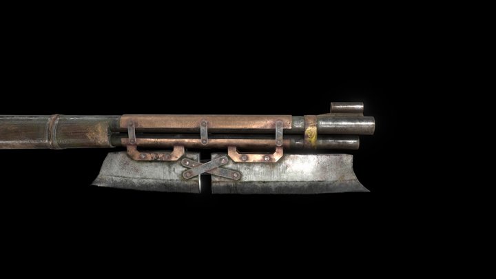 Gun with blade 3D Model