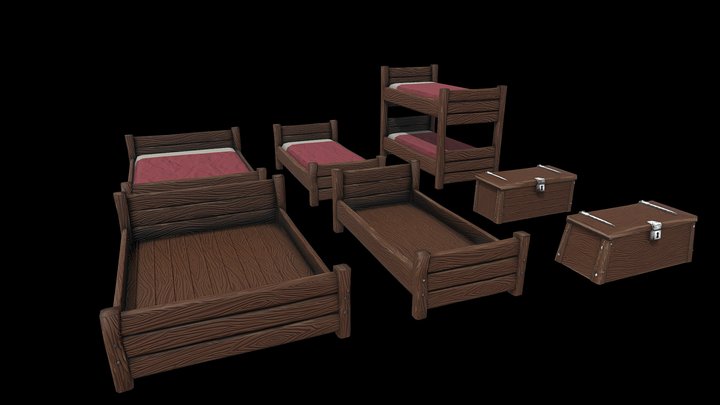 Set of stylized beds