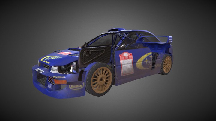 Low Poly Pixel Art Subaru Impreza (1999) 3D Model