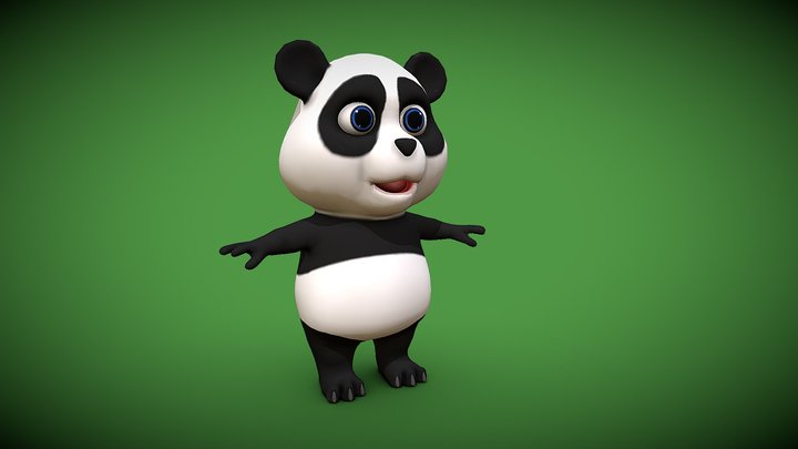 cartoon panda bear 3D Model