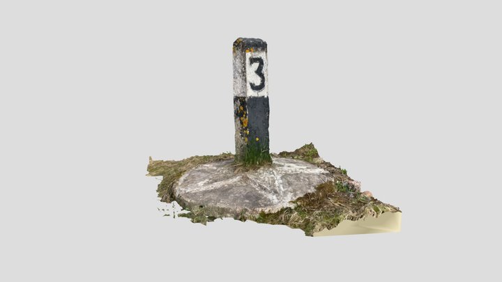 Railroad concrete bollard, RAW Scan 3D Model