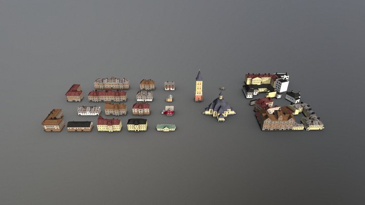 Old European Style Buildings 3D Model