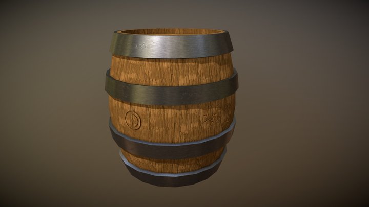 Low Poly Barrel 3D Model