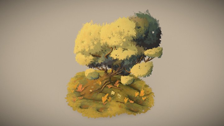 Stylized Tree Scene 3D Model
