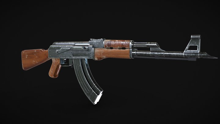 Ak-47 Wooden Stock 3D Model