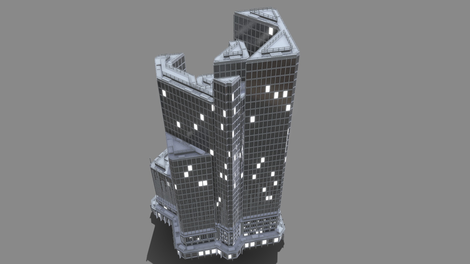 3D model Skyscraper Building A 2 - This is a 3D model of the Skyscraper Building A 2. The 3D model is about a tall building with lights.