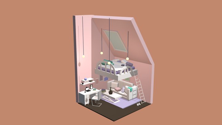 Tumblr Room Low Poly 3D Model