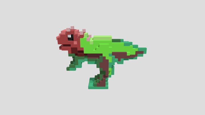 Dinosaur pixel 3D-Voxels 3D Model