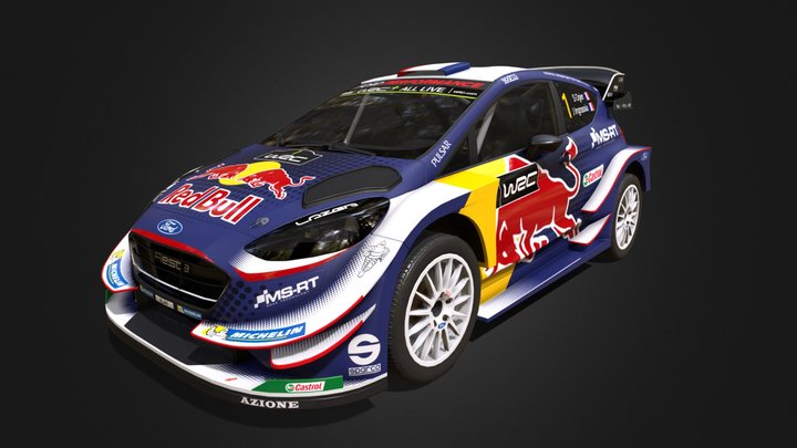 WRC Ford Fiesta Red Bull // Game Ready 3D Model