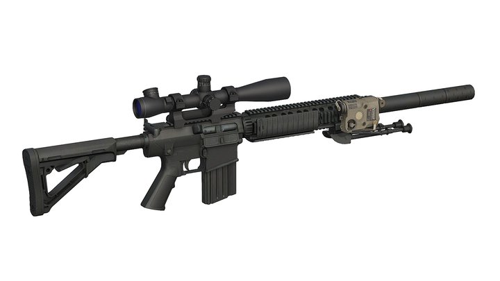 SR-25 Stoner Rifle 25 SPR 3D Model