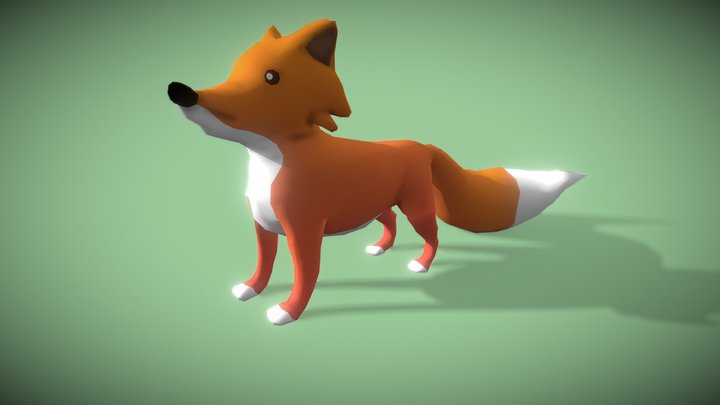 Low poly animated Cartoon Fox 3D Model