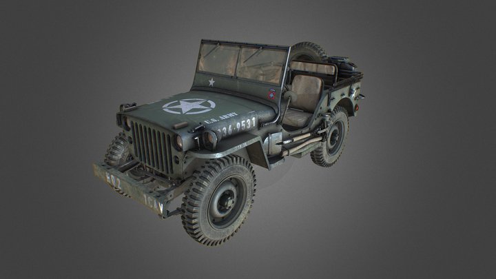 WW2 jeep B 3D Model