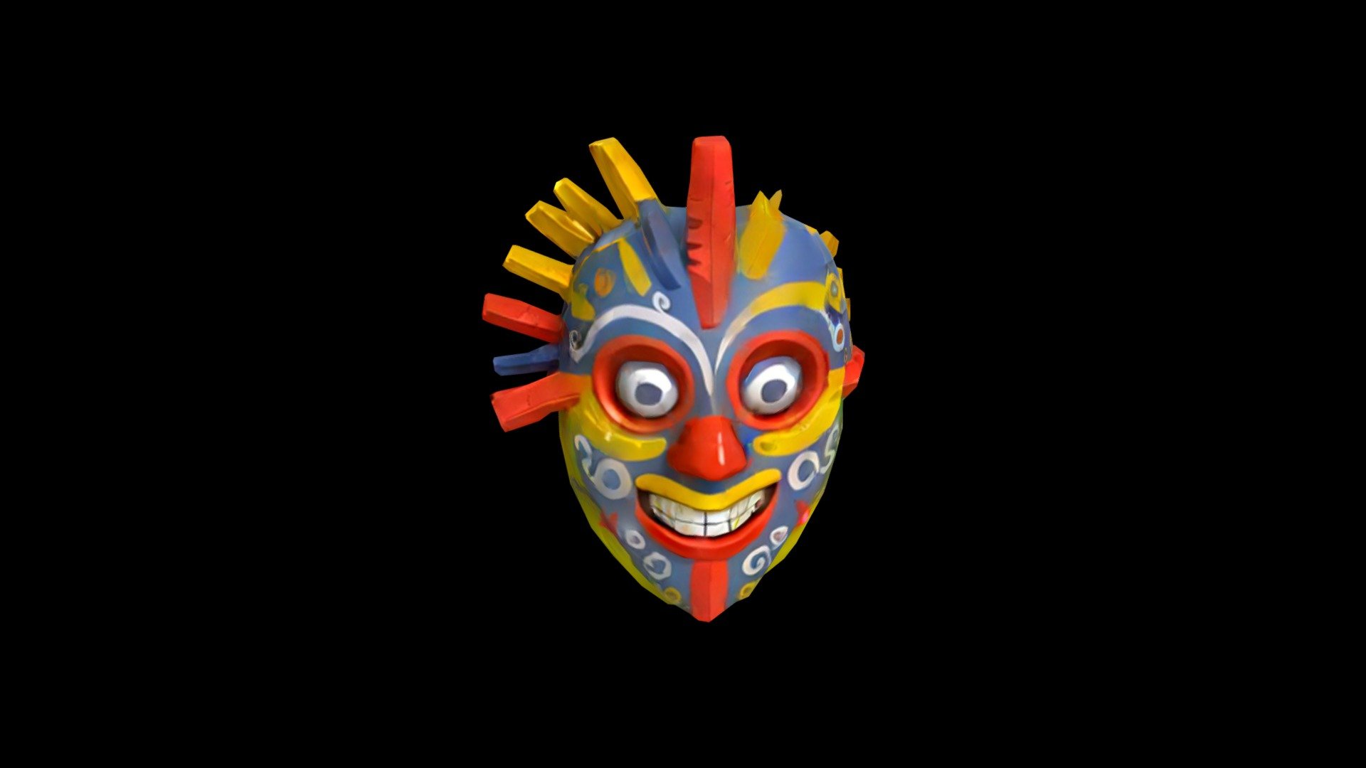 A Colorful Mask With Yellow Red And Blue Feath Download Free 3d Model By Klrxyz D62af56