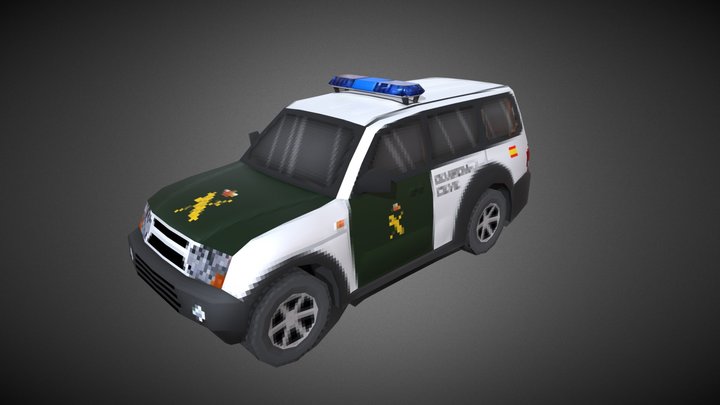 Low Poly Pixel Art Police 4x4 3D Model