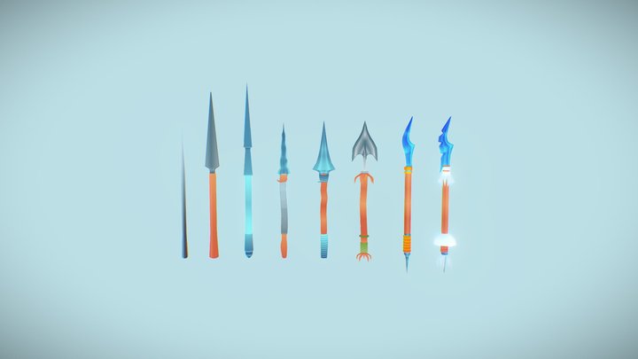 3D_LowPoly Spear Package -! weaker to stronger ! 3D Model