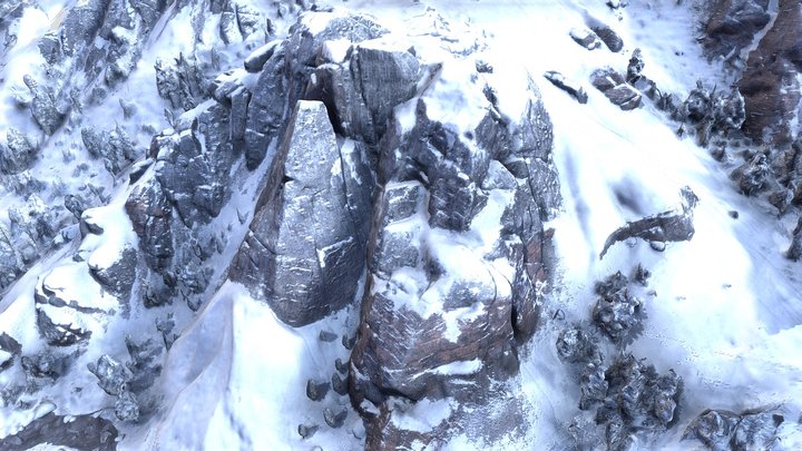 Snowy mountains realistic photoscan 3D Model