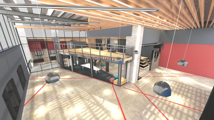 Warehouse Office Co-Working Space 3D Model