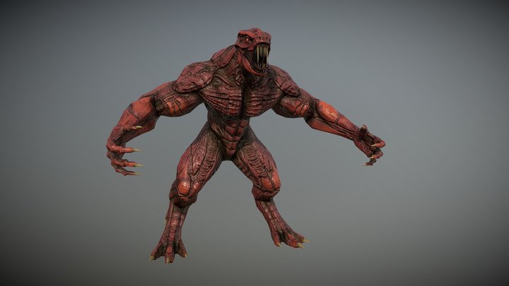 Red Sabertooth Demon 3D Model