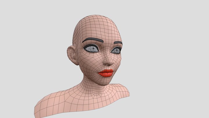 Stylized Female Head 3D Model