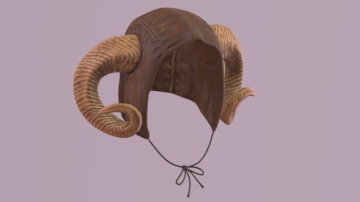 HAT - Medieval Horn Hat - PBR Game Ready 3D Model