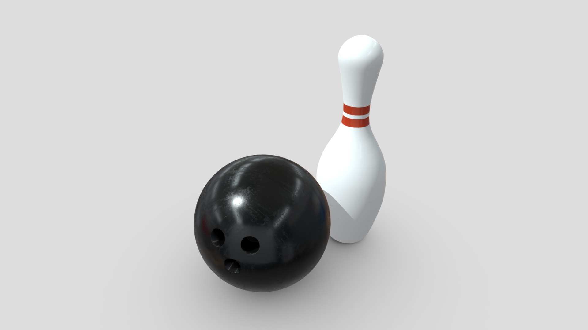 3D model Bowling Ball And Pin - This is a 3D model of the Bowling Ball And Pin. The 3D model is about a black and white bowling ball.