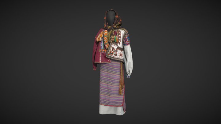 Комплект жіночого вбрання ясінянських гуцулів 3D Model