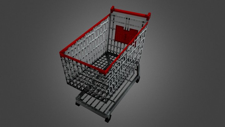 PSX Low-poly Shopping Cart 3D Model