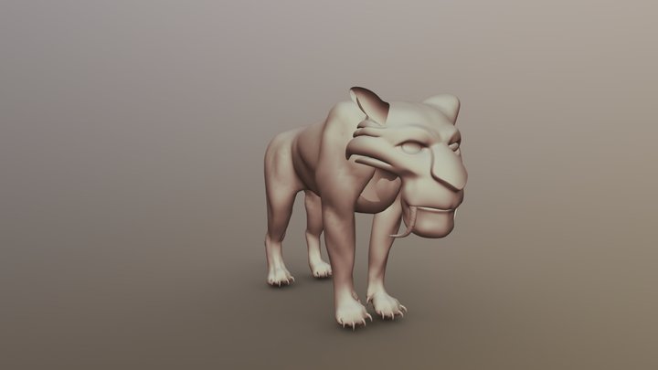 anthropomorphized sabertooth tiger, 3d render, flat