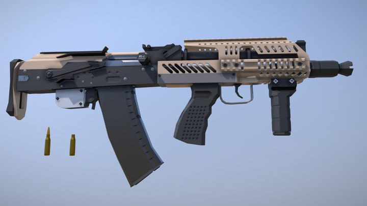 Low-Poly AK-105 Kochevnik Bullpup 3D Model