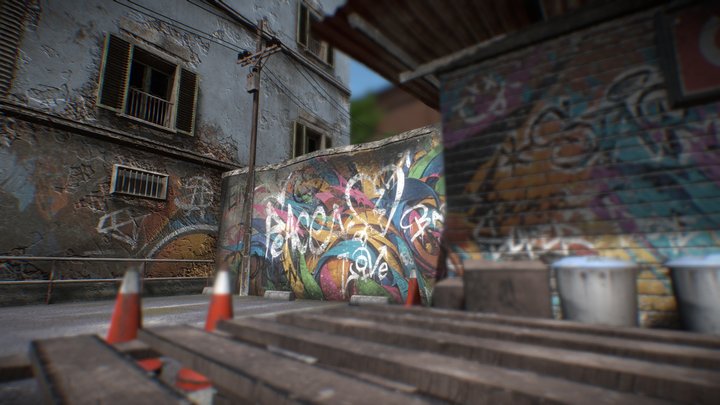 Shoot Background | Graffiti Street 3D Model