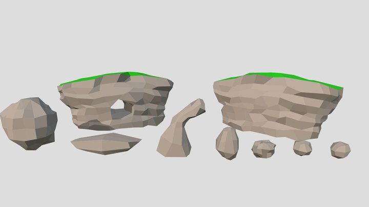 Low poly rock pack 3D Model