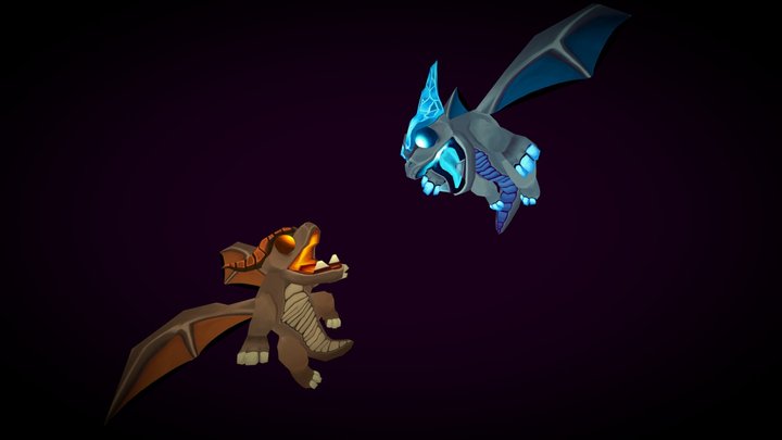 Fire and ice dragons. 3D Model