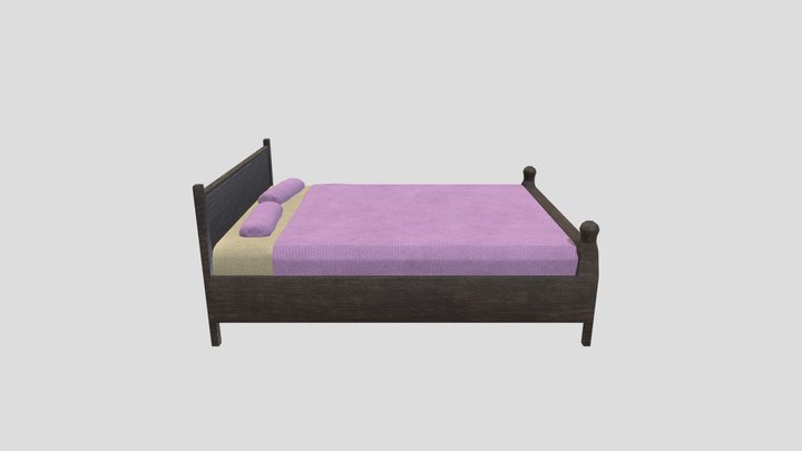 Simple Pink Fantasy Bed 3D Model