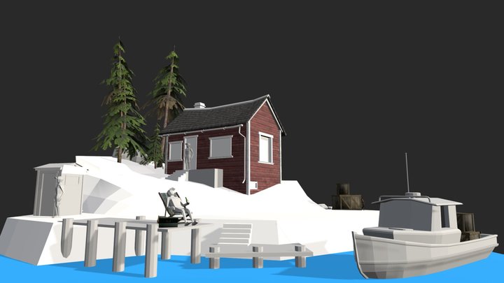 By the Ocean - WIP Diorama 3D Model