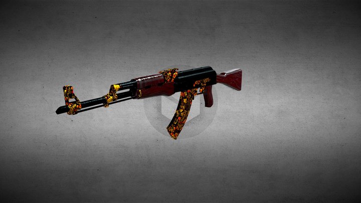 CS:GO AK-47 Hohloma skin 3D Model