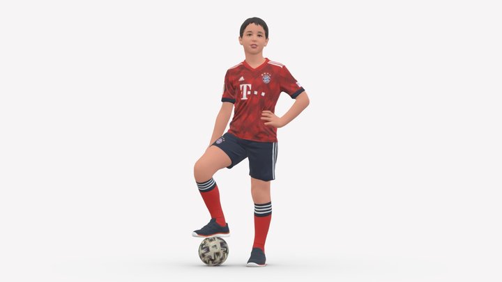 001177 junior soccerplayer with ball 3D Model