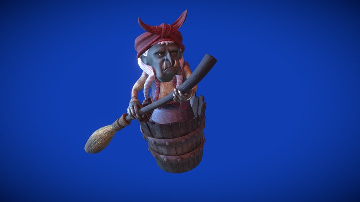 Baba Yaga flight - stylized 3D Model