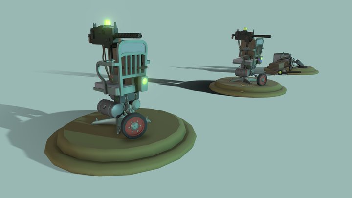 Lifecycle of one turret 3D Model