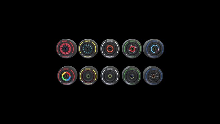 Formula 1 tyre asset pack (labeled) 3D Model