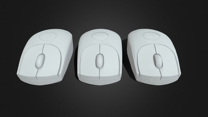 Logitech Mouse High Poly vs Low Poly 3D Model