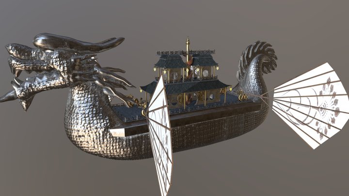 Fantasy Dragon ship 3D Model